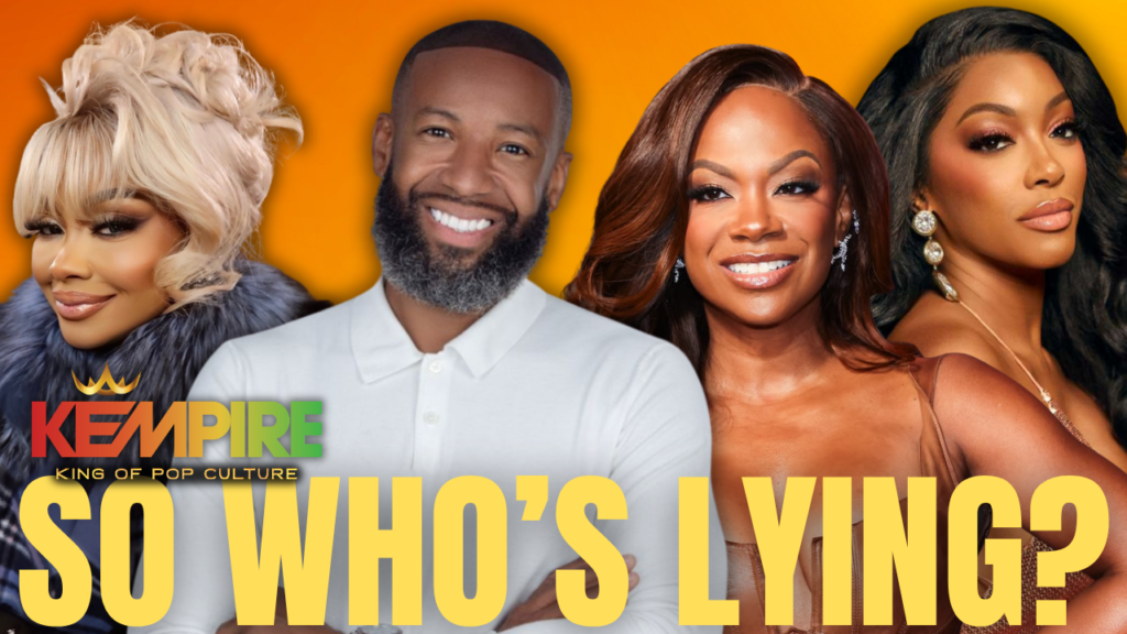 Carlos King denying Season 9 Kandi Burruss rumors beside Simon Guobadia posting about Porsha Williams house deed